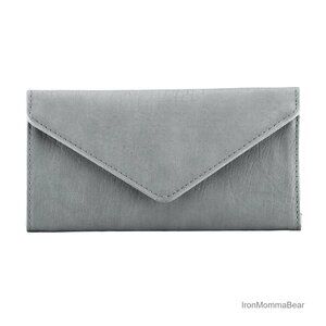 RFID Blocking Slim Vegan Leather Trifold Wallet Envelope Style Multi-Card Holder